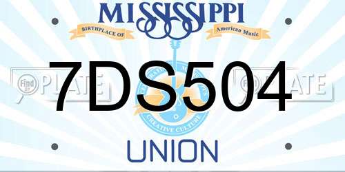 7DS504 Mississippi License Plate
