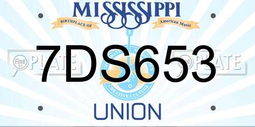 7DS653 Mississippi License Plate