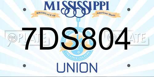 7DS804 Mississippi License Plate