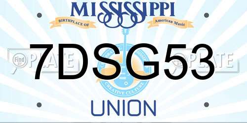 7DSG53 Mississippi License Plate