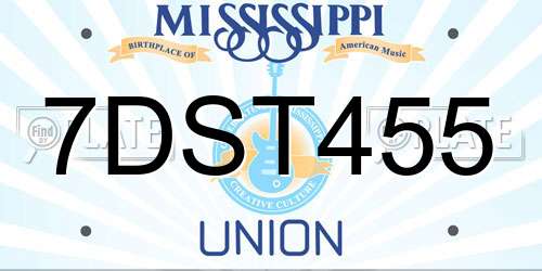 7DST455 Mississippi License Plate