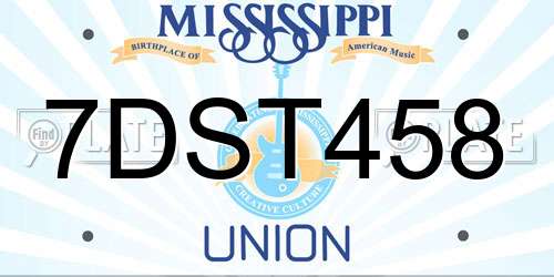7DST458 Mississippi License Plate