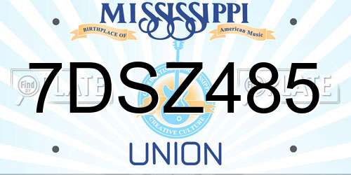7DSZ485 Mississippi License Plate