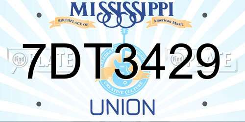 7DT3429 Mississippi License Plate