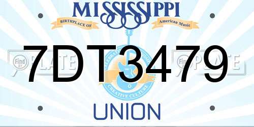 7DT3479 Mississippi License Plate