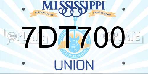 7DT700 Mississippi License Plate