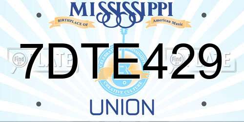7DTE429 Mississippi License Plate