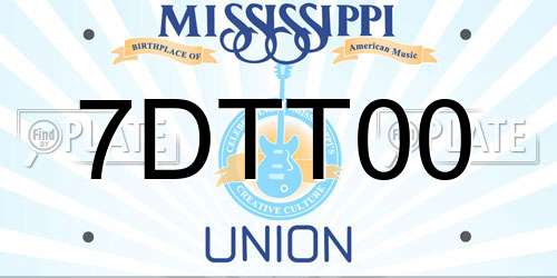 7DTT00 Mississippi License Plate