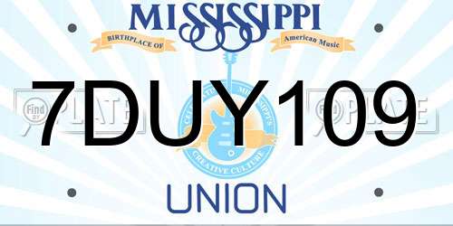 7DUY109 Mississippi License Plate