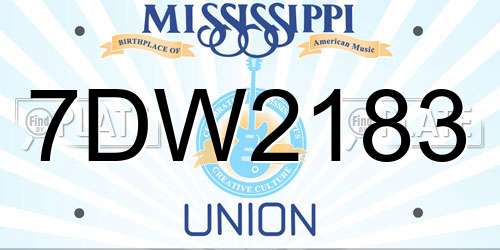 7DW2183 Mississippi License Plate