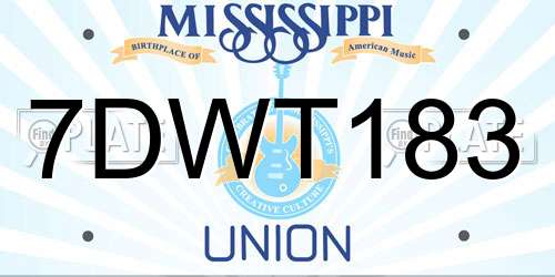 7DWT183 Mississippi License Plate