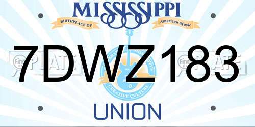 7DWZ183 Mississippi License Plate