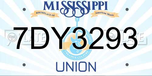 7DY3293 Mississippi License Plate