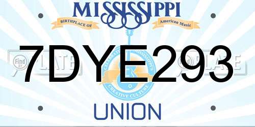 7DYE293 Mississippi License Plate