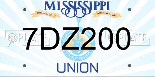 7DZ200 Mississippi License Plate