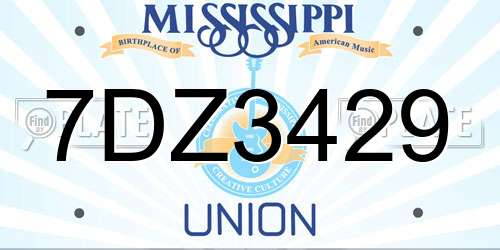 7DZ3429 Mississippi License Plate