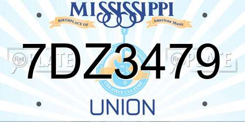 7DZ3479 Mississippi License Plate
