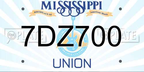 7DZ700 Mississippi License Plate
