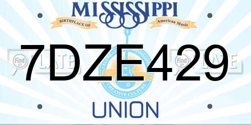 7DZE429 Mississippi License Plate