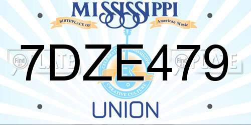 7DZE479 Mississippi License Plate