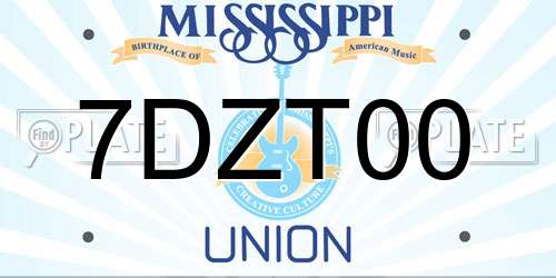 7DZT00 Mississippi License Plate