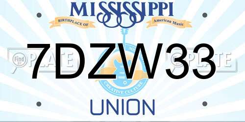 7DZW33 Mississippi License Plate