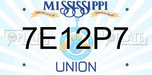 7E12P7 Mississippi License Plate