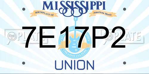 7E17P2 Mississippi License Plate