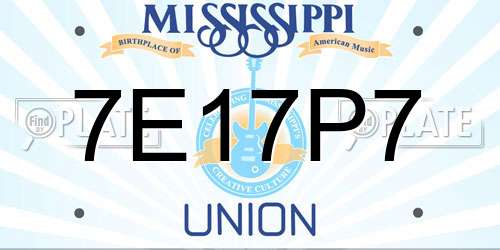 7E17P7 Mississippi License Plate
