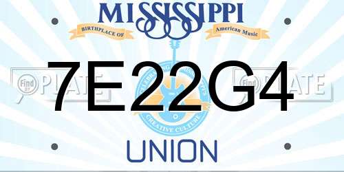 7E22G4 Mississippi License Plate