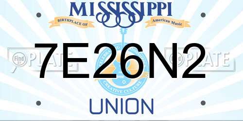 7E26N2 Mississippi License Plate