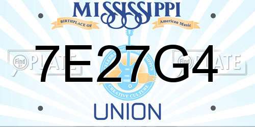 7E27G4 Mississippi License Plate
