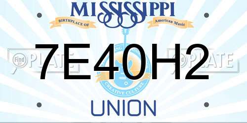 7E40H2 Mississippi License Plate