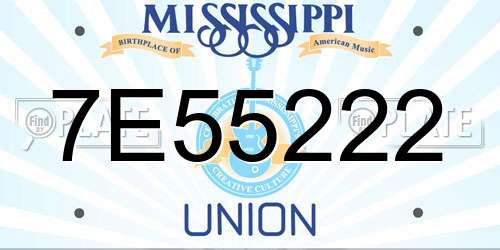 7E55222 Mississippi License Plate