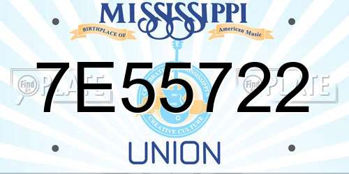 7E55722 Mississippi License Plate