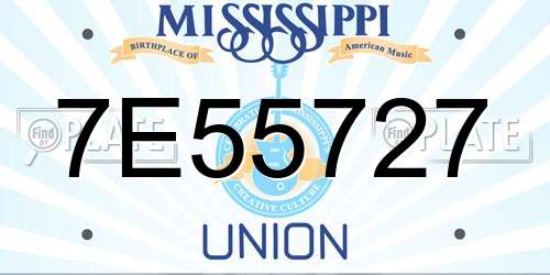 7E55727 Mississippi License Plate