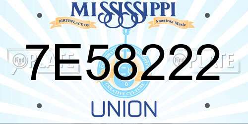 7E58222 Mississippi License Plate