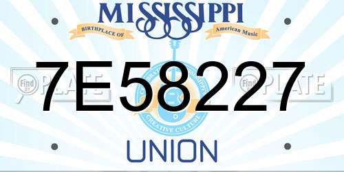 7E58227 Mississippi License Plate