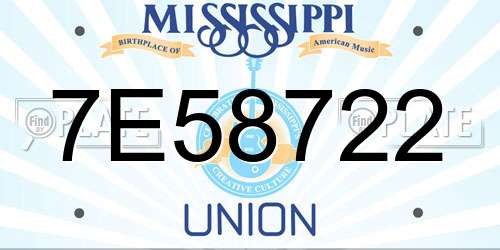 7E58722 Mississippi License Plate