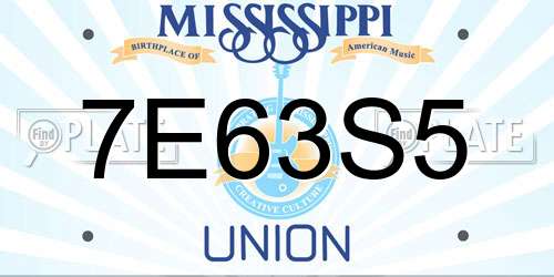 7E63S5 Mississippi License Plate