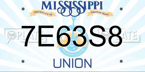 7E63S8 Mississippi License Plate