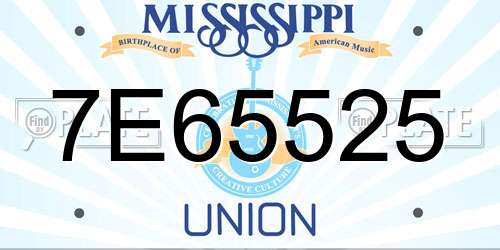 7E65525 Mississippi License Plate
