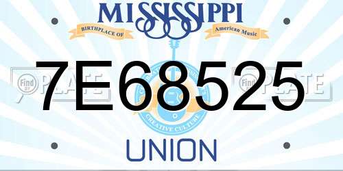 7E68525 Mississippi License Plate