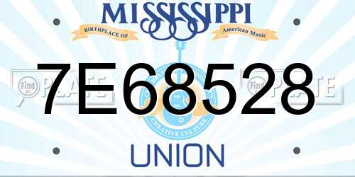 7E68528 Mississippi License Plate