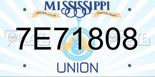7E71808 Mississippi License Plate