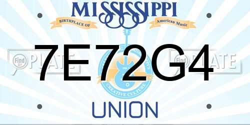 7E72G4 Mississippi License Plate