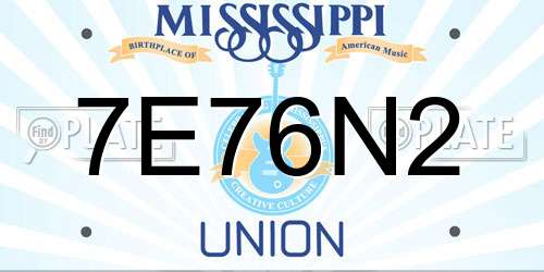 7E76N2 Mississippi License Plate