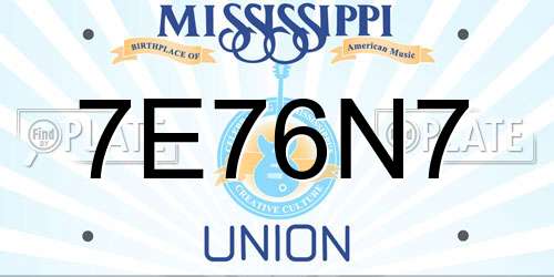 7E76N7 Mississippi License Plate