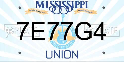 7E77G4 Mississippi License Plate