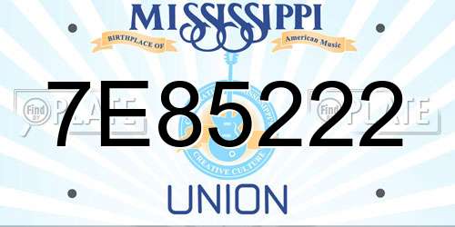 7E85222 Mississippi License Plate